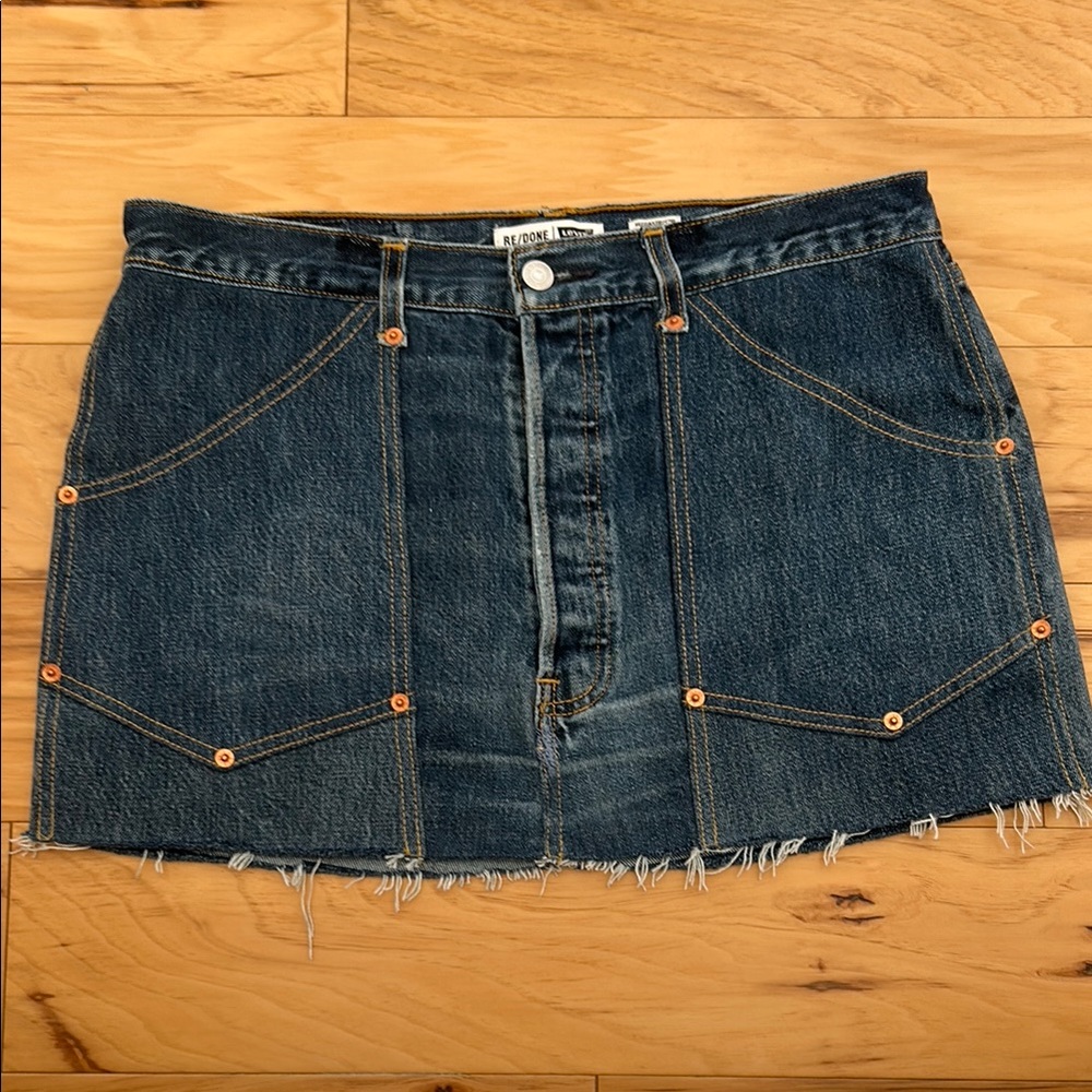 Re/Done patchwork denim mini skirt, 27